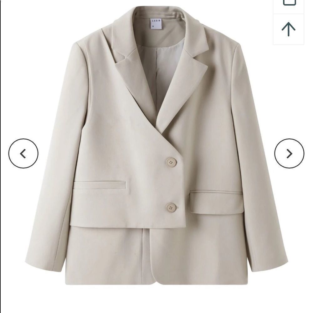 Ledin Loose Solid Blazer with Single-breasted Light Grey S nwt